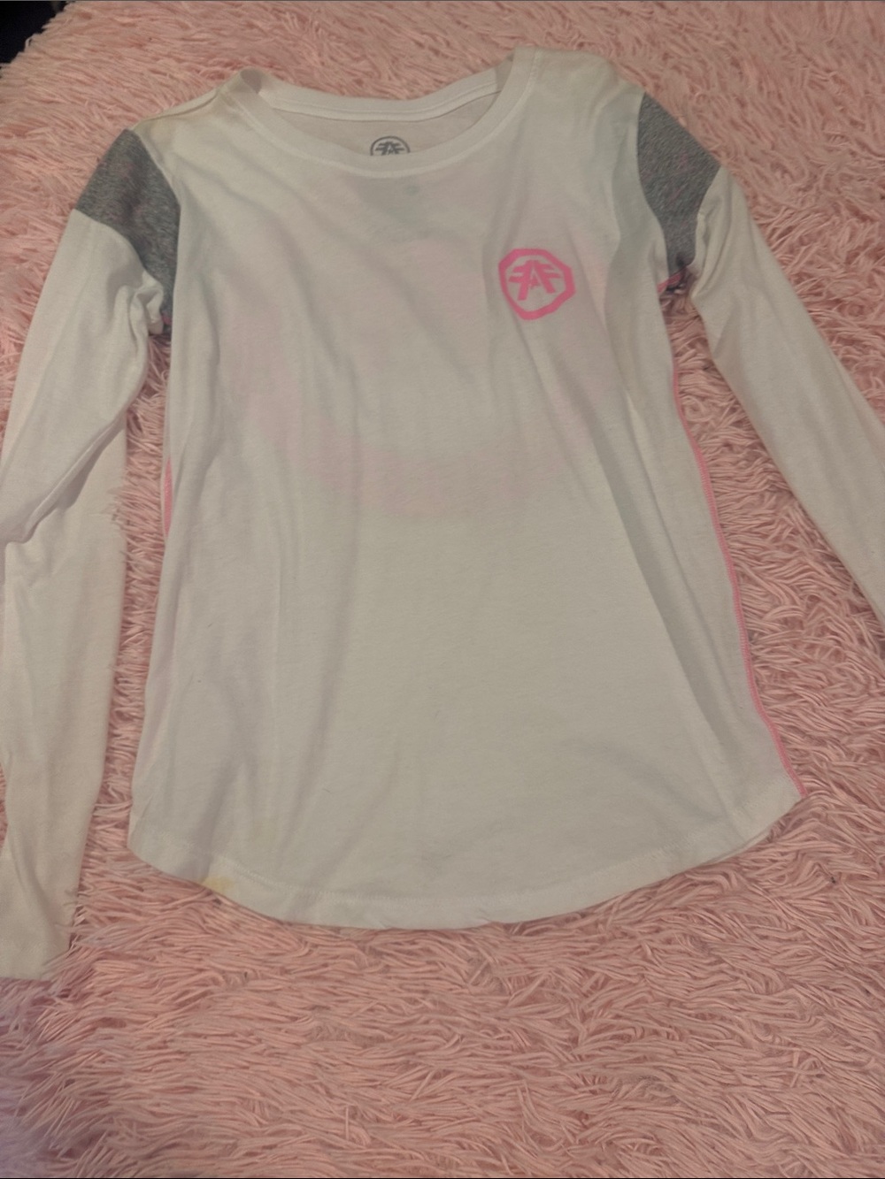 Long-Sleeve Active Top - White with Pink & Gray Ac